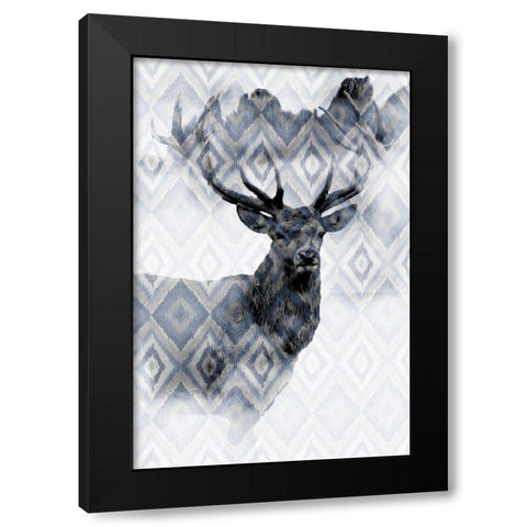 Ikat Deer Black Modern Wood Framed Art Print with Double Matting by Allen, Kimberly