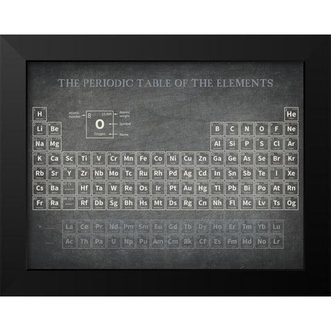 Periodic Table of the Elements Black Modern Wood Framed Art Print by Allen, Kimberly
