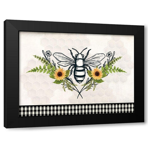 Bee Flower Black Modern Wood Framed Art Print by Allen, Kimberly