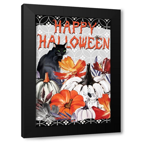 Black Cat Halloween Black Modern Wood Framed Art Print with Double Matting by Allen, Kimberly