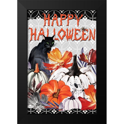 Black Cat Halloween Black Modern Wood Framed Art Print by Allen, Kimberly