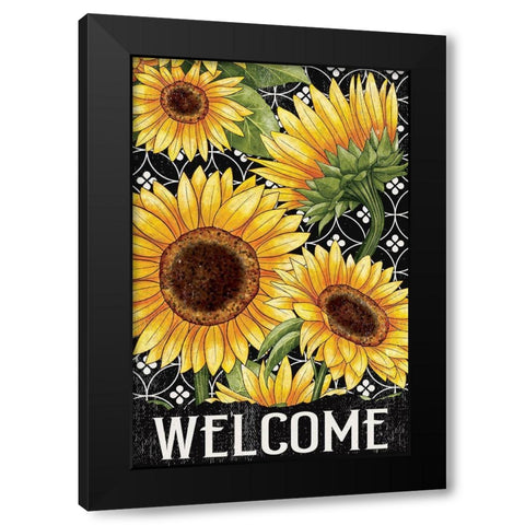 Sunflower Field Welcome Black Modern Wood Framed Art Print with Double Matting by Allen, Kimberly