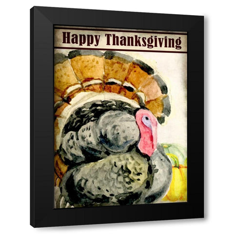Happy Thanksgiving Black Modern Wood Framed Art Print with Double Matting by Allen, Kimberly