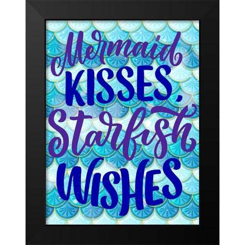Mermaid Kisses Black Modern Wood Framed Art Print by Allen, Kimberly