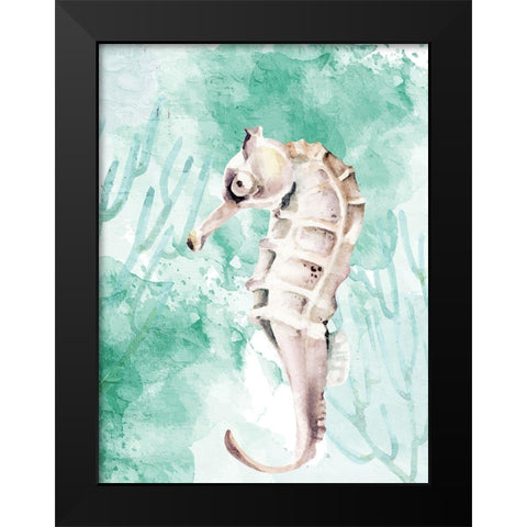Seahorse Swimming Black Modern Wood Framed Art Print by Allen, Kimberly