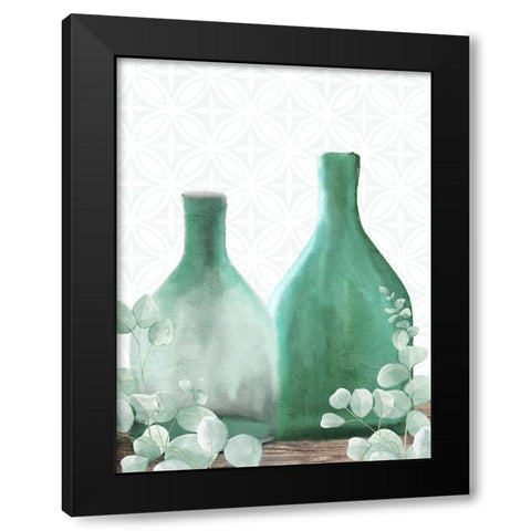 Eucalyptus Greens Black Modern Wood Framed Art Print with Double Matting by Allen, Kimberly