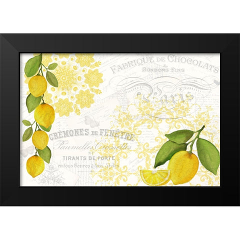 Mandala Lemon Black Modern Wood Framed Art Print by Allen, Kimberly