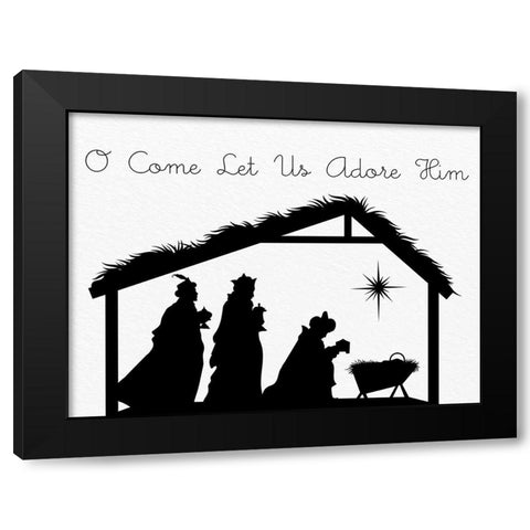 O Come Let Us Adore Him Black Modern Wood Framed Art Print with Double Matting by Allen, Kimberly