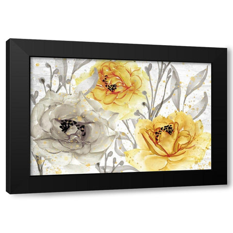 Yellow Blooming Black Modern Wood Framed Art Print by Allen, Kimberly