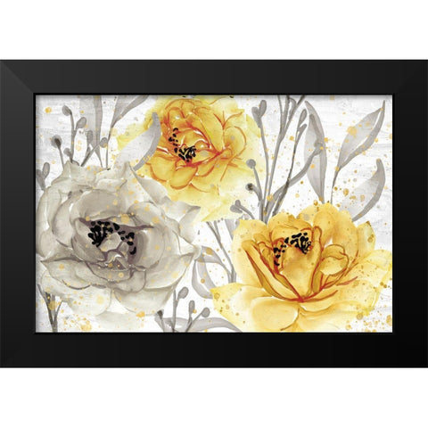 Yellow Blooming Black Modern Wood Framed Art Print by Allen, Kimberly