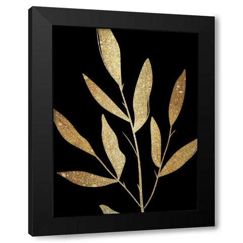 Plaster Leaves Gold 1 Black Modern Wood Framed Art Print by Kimberly, Allen