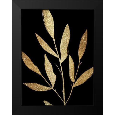 Plaster Leaves Gold 1 Black Modern Wood Framed Art Print by Kimberly, Allen