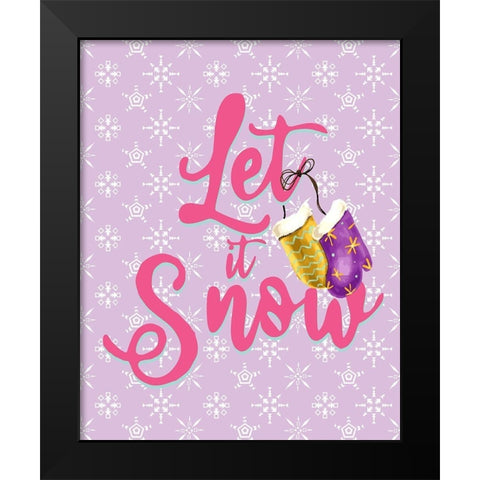 _Let It Snow Mittens Black Modern Wood Framed Art Print by Allen, Kimberly