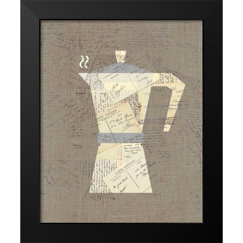 Postcard Coffee 1 Black Modern Wood Framed Art Print by Allen, Kimberly