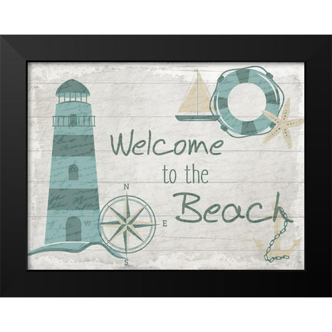 Welcome to the Beach Black Modern Wood Framed Art Print by Kimberly, Allen