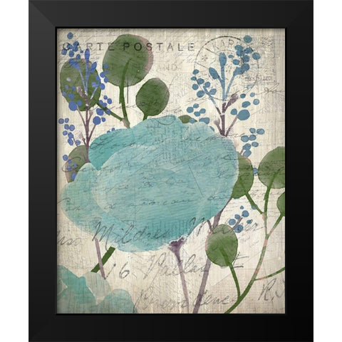 French Carte Postale Floral 1 Black Modern Wood Framed Art Print by Allen, Kimberly