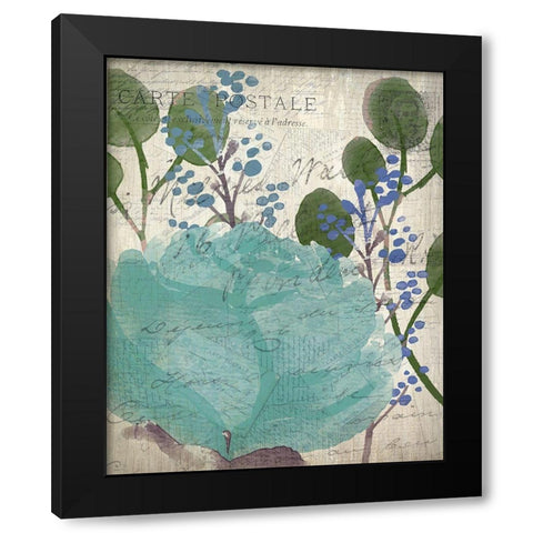French Carte Postale Floral 2 Black Modern Wood Framed Art Print with Double Matting by Allen, Kimberly