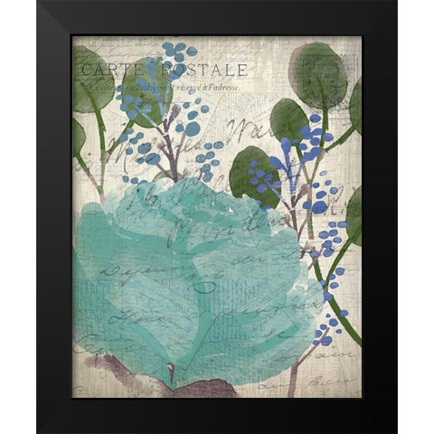 French Carte Postale Floral 2 Black Modern Wood Framed Art Print by Allen, Kimberly