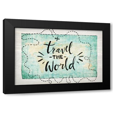 Travel the World Black Modern Wood Framed Art Print with Double Matting by Kimberly, Allen