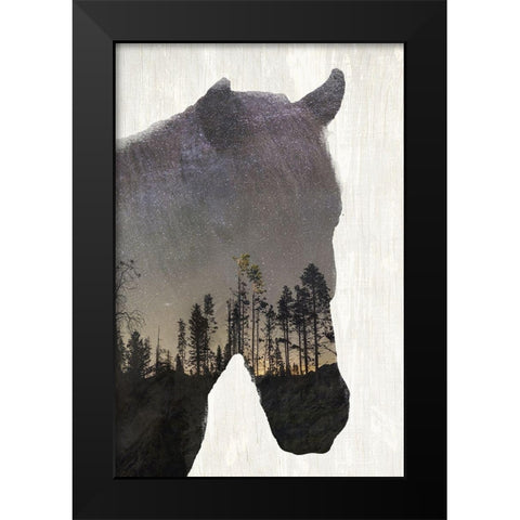 Starry Night Horse Black Modern Wood Framed Art Print by Kimberly, Allen