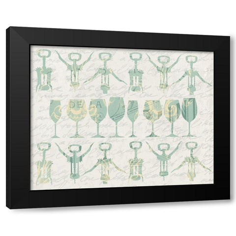 Wine in a Row Black Modern Wood Framed Art Print with Double Matting by Kimberly, Allen