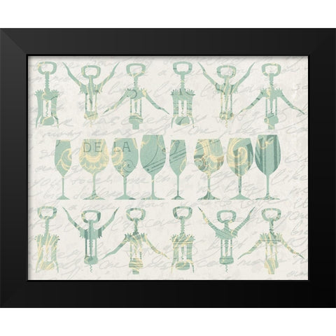 Wine in a Row Black Modern Wood Framed Art Print by Kimberly, Allen