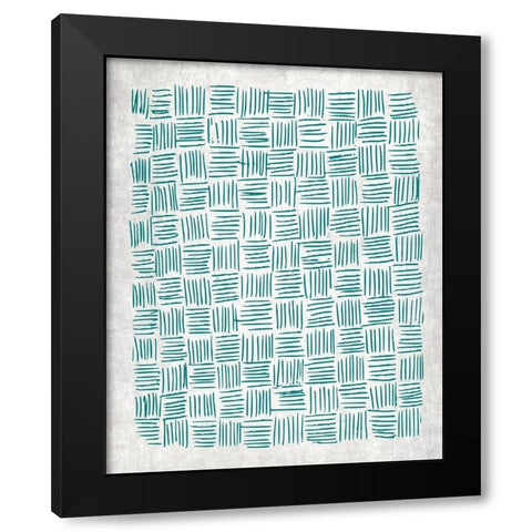 Teal Crosshatched 1 Black Modern Wood Framed Art Print by Kimberly, Allen