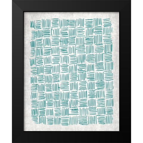 Teal Crosshatched 1 Black Modern Wood Framed Art Print by Kimberly, Allen