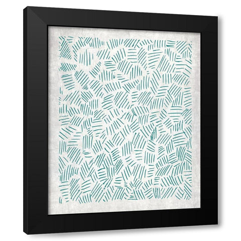 Teal Crosshatched 3 Black Modern Wood Framed Art Print with Double Matting by Kimberly, Allen