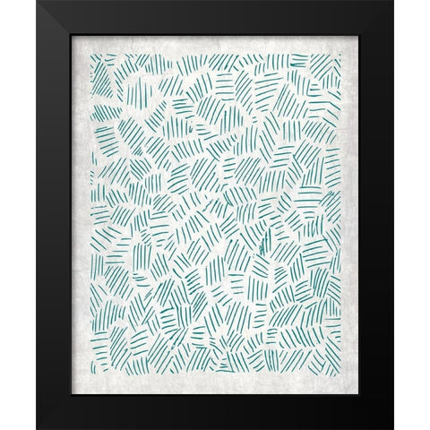 Teal Crosshatched 3 Black Modern Wood Framed Art Print by Kimberly, Allen