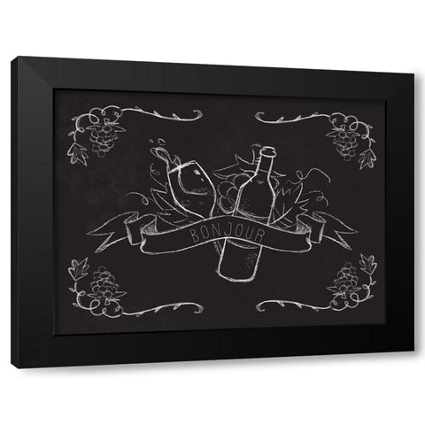 Bonjour Wine Black Modern Wood Framed Art Print by Kimberly, Allen