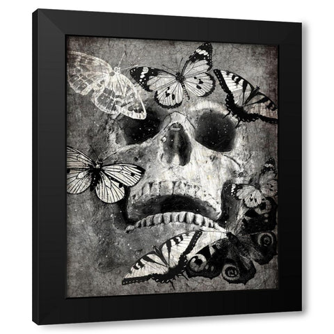 Butterfly Skull Black Modern Wood Framed Art Print with Double Matting by Kimberly, Allen