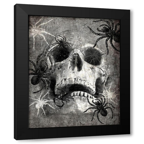 Spider  Skull Black Modern Wood Framed Art Print by Kimberly, Allen