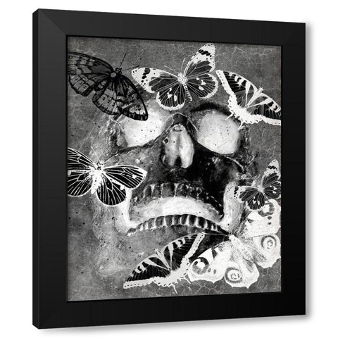 Flower Skull White Black Modern Wood Framed Art Print by Kimberly, Allen