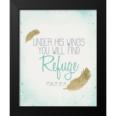 Under his Wings Black Modern Wood Framed Art Print by Kimberly, Allen
