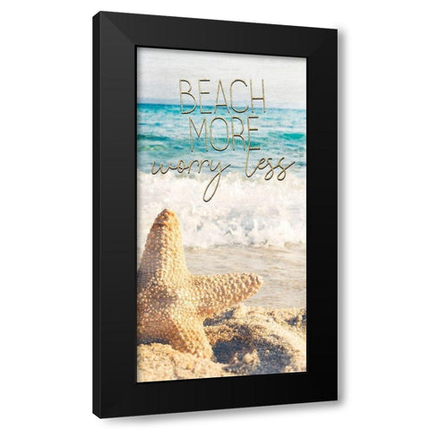 Starfish Beach 1 v2 Black Modern Wood Framed Art Print with Double Matting by Kimberly, Allen