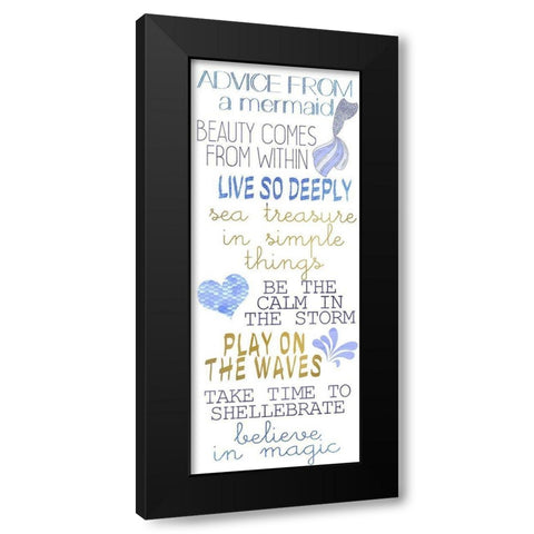 Mermaid Advice v2 Black Modern Wood Framed Art Print with Double Matting by Kimberly, Allen