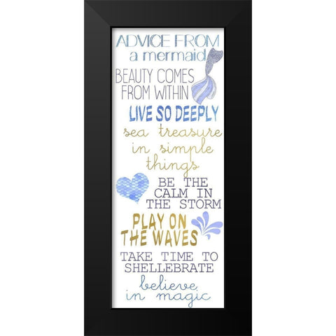 Mermaid Advice v2 Black Modern Wood Framed Art Print by Kimberly, Allen