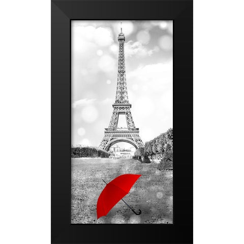 Red Umbrella Paris 1 Black Modern Wood Framed Art Print by Allen, Kimberly