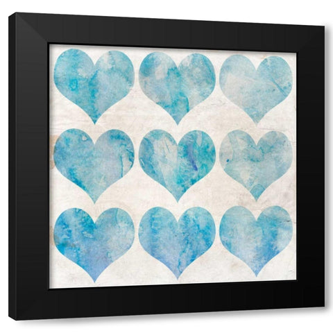 Watercolor Hearts 1 Black Modern Wood Framed Art Print by Allen, Kimberly