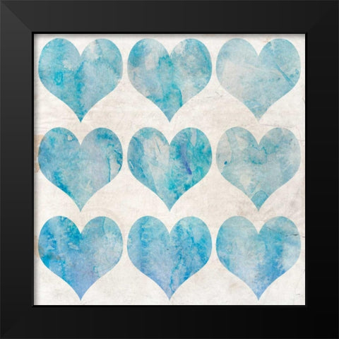 Watercolor Hearts 1 Black Modern Wood Framed Art Print by Allen, Kimberly