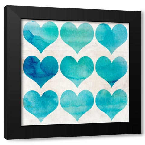 Watercolor Hearts 2 Black Modern Wood Framed Art Print with Double Matting by Allen, Kimberly