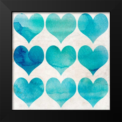 Watercolor Hearts 2 Black Modern Wood Framed Art Print by Allen, Kimberly