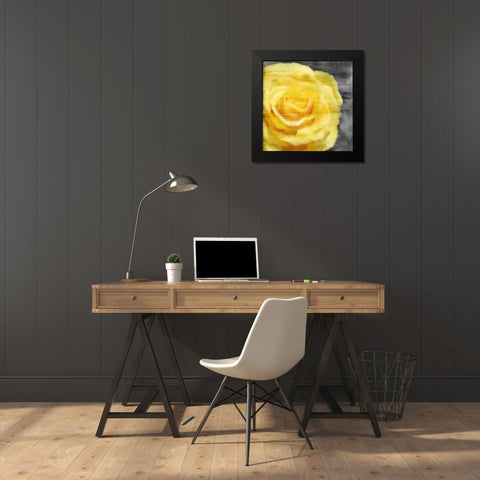 Yellow Rose Black Modern Wood Framed Art Print by Kimberly, Allen