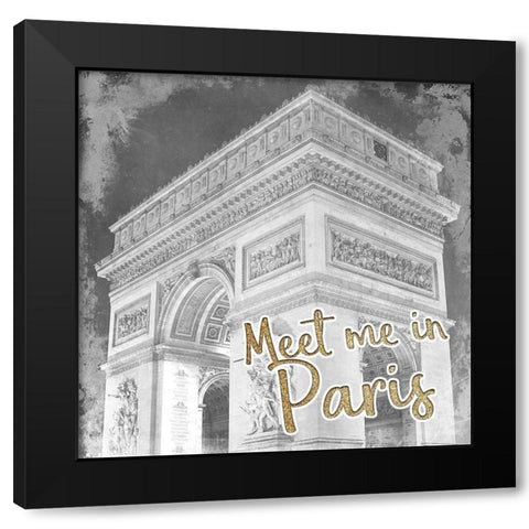 Meet Me in Paris 1 Black Modern Wood Framed Art Print with Double Matting by Kimberly, Allen
