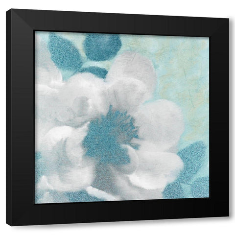 Teal Blooming 1 Black Modern Wood Framed Art Print with Double Matting by Kimberly, Allen