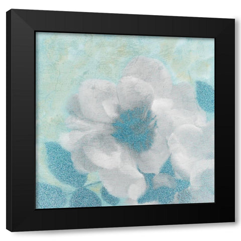 Teal Blooming 2 Black Modern Wood Framed Art Print with Double Matting by Kimberly, Allen