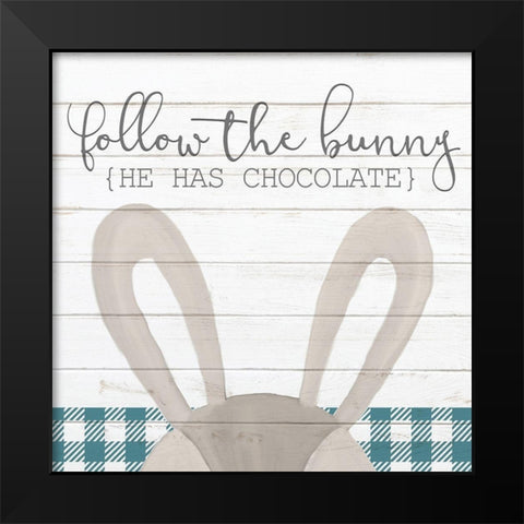Follow the Bunny Black Modern Wood Framed Art Print by Kimberly, Allen