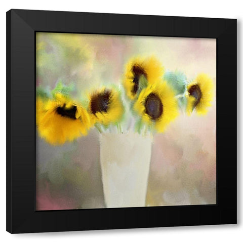Sunny Bouquet Black Modern Wood Framed Art Print by Kimberly, Allen