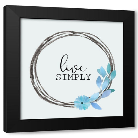 Blue Hues 5 Black Modern Wood Framed Art Print with Double Matting by Kimberly, Allen